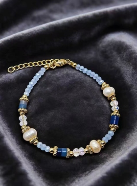 手工女款天然石法式轻奢珍珠手链女复古小众设计感手串礼物送女友