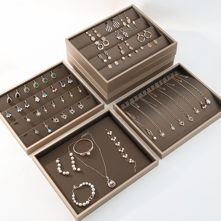 首饰托盘带盖项链戒指耳环吊坠手镯手串展示盘看货盘珠宝展示道具