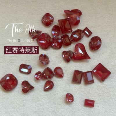 红色新年圣诞红美甲钻