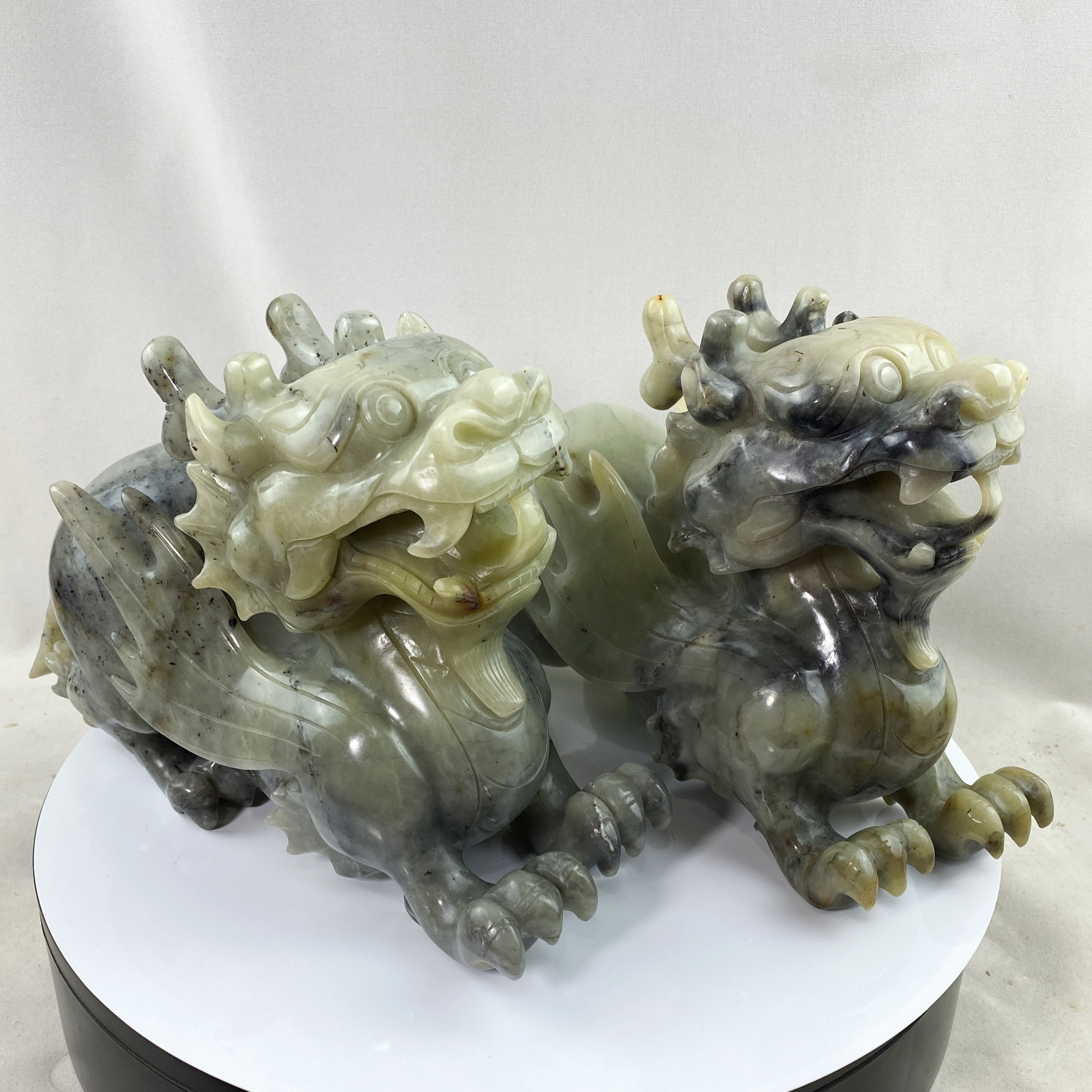 29cm纯天然招财玉石貔貅摆件工艺品一对高档博古架客厅玄关装饰品