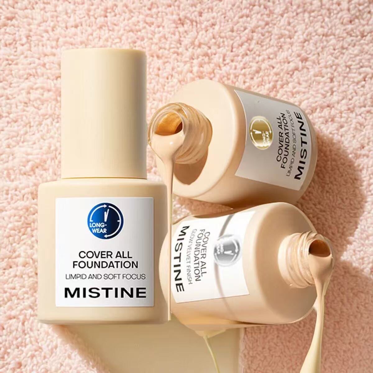 泰国Mistine蜜丝婷小蓝盾粉底液30g遮瑕持久保湿控油养肤问题瑕疵
