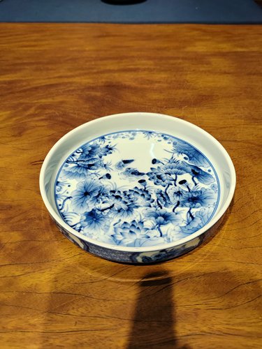 日本幸山窑青花荷花壶承盘大号