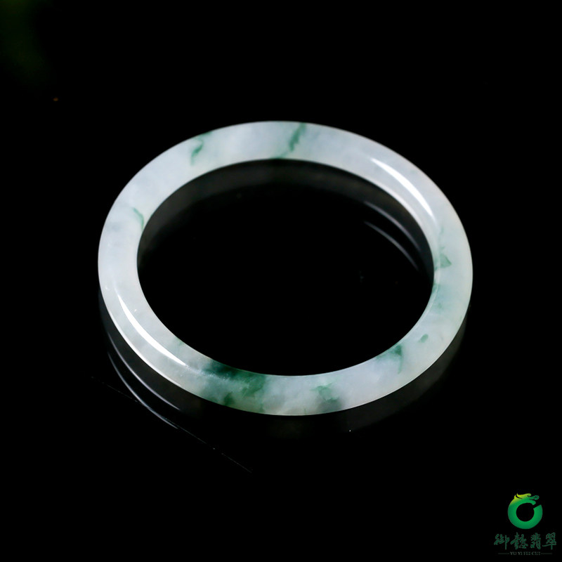 【御懿】缅甸天然A货翡翠冰种飘花细圆条手镯 直径53mm 22.5克