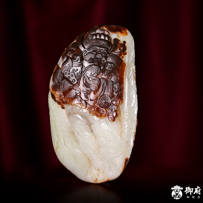 【御府】新疆和田玉枣红皮独籽摆件 福禄寿 310克