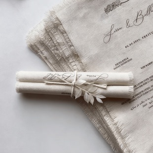 欧式婚礼麻布餐盘卡席位感谢感结婚西式宴会姓名卡菜单座位卡定制