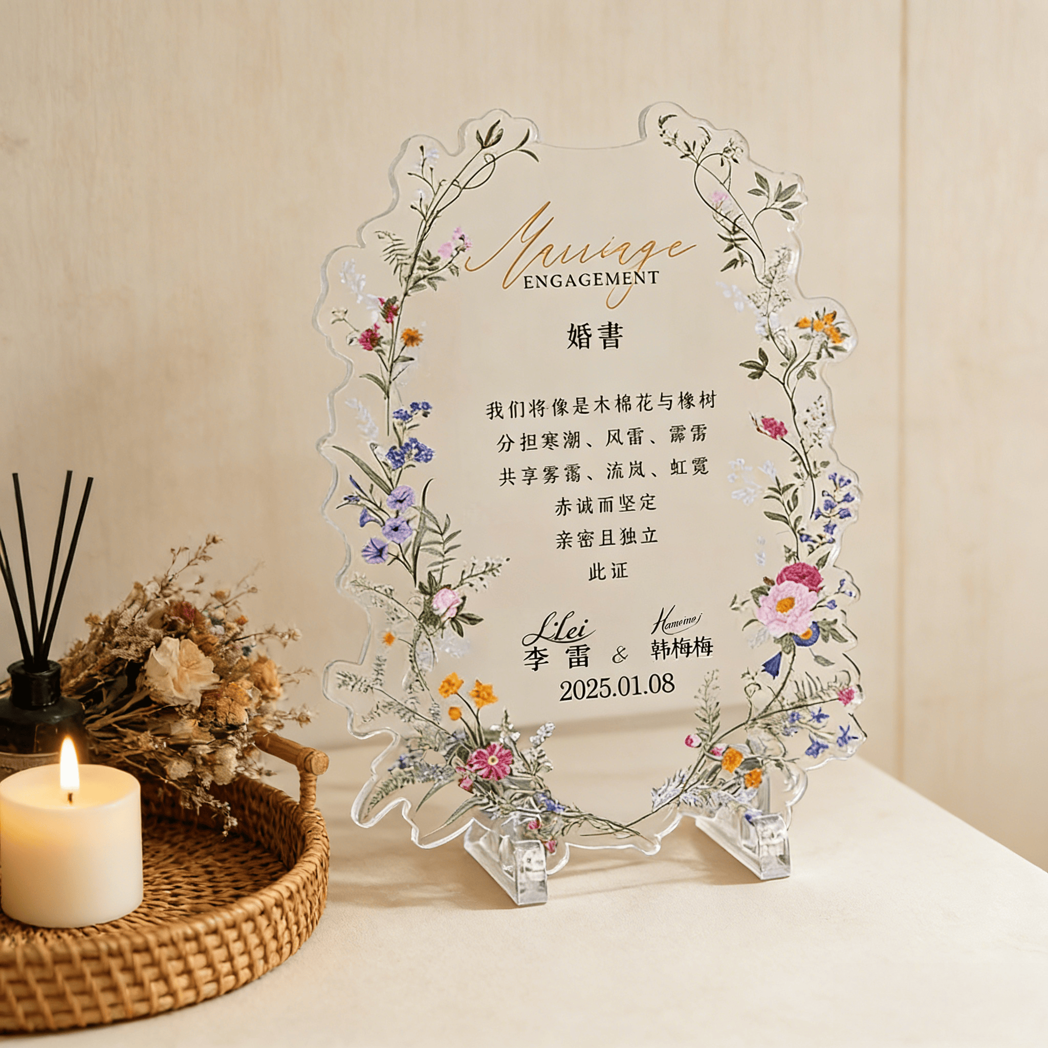 雅丝手作创意亚克力订婚书手写网红结婚订婚布置摆件用品仪式感,节庆用品/礼品,订婚书,淘宝优惠券,粉丝福利购,淘宝优惠卷