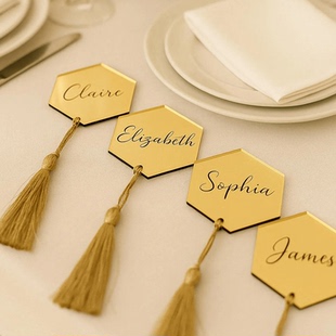 结婚席位卡桌牌姓名卡年会现场高端餐盘卡嘉宾名卡镜面亚克力定制