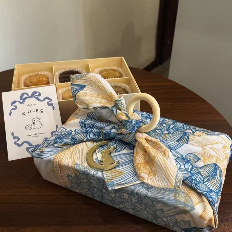 中秋月饼包布国绣球花印花风吕敷包装布便当包裹布礼盒甜品包袱巾