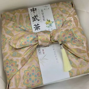 布艺中式风吕敷黄色织锦缎包袱皮和果子寿司端午中秋包裹巾70