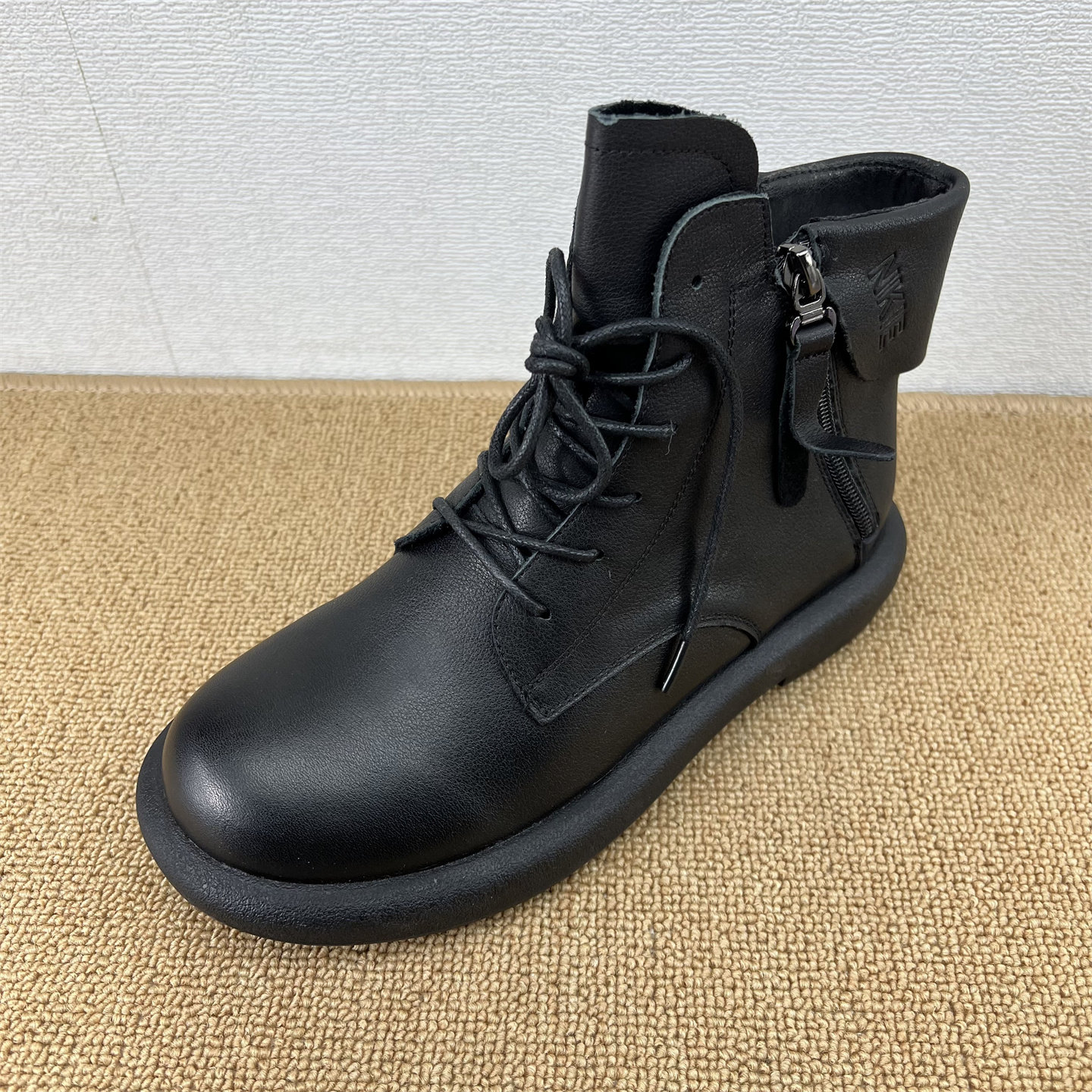 头层牛皮英伦风马丁靴女冬季黑色系带拉链短靴平底圆头秋冬保暖潮,女鞋,马丁靴,淘宝优惠券,粉丝福利购,淘宝优惠卷