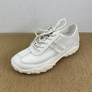 真皮网面鞋运动鞋夏季透气休闲鞋青年平底跑步鞋圆头单鞋轻便舒适