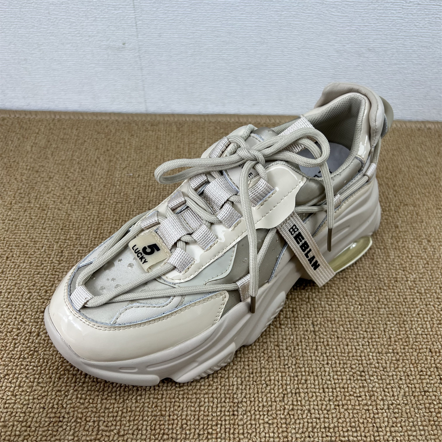 真皮增高小白老爹鞋女款