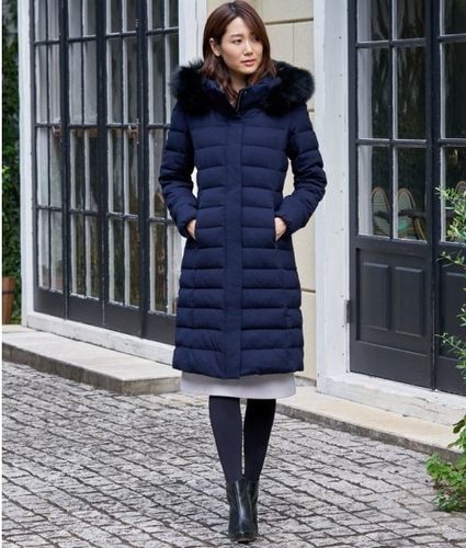 日本修身纯羊毛过膝外套羽绒服