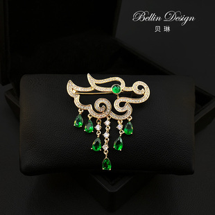 中国风设计感祥云胸针女高档精致龙头西装 别针胸花5398 配饰品开衫