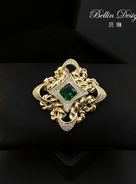 贝琳中古风金色胸针女高档西装配饰品开衫别针设计感气质胸花5519