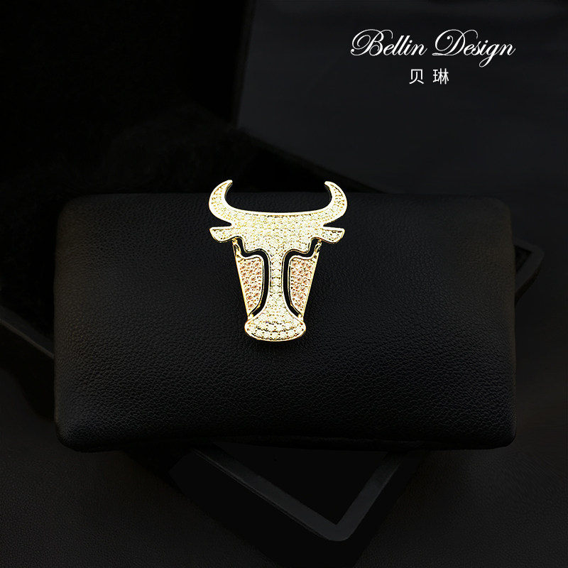 牛气冲天吉祥胸针配饰本命年牛生肖徽章西装毛衣别针装饰胸花3688