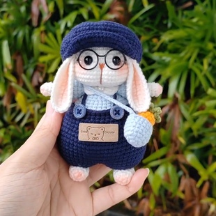 卡通糖糖兔手工毛线钩织材料包长耳朵甜甜兔玩偶编织挂饰钥匙扣