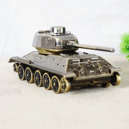复古T34儿童玩具坦克仿真合金模型炮塔可动金属家居饰品桌面摆件