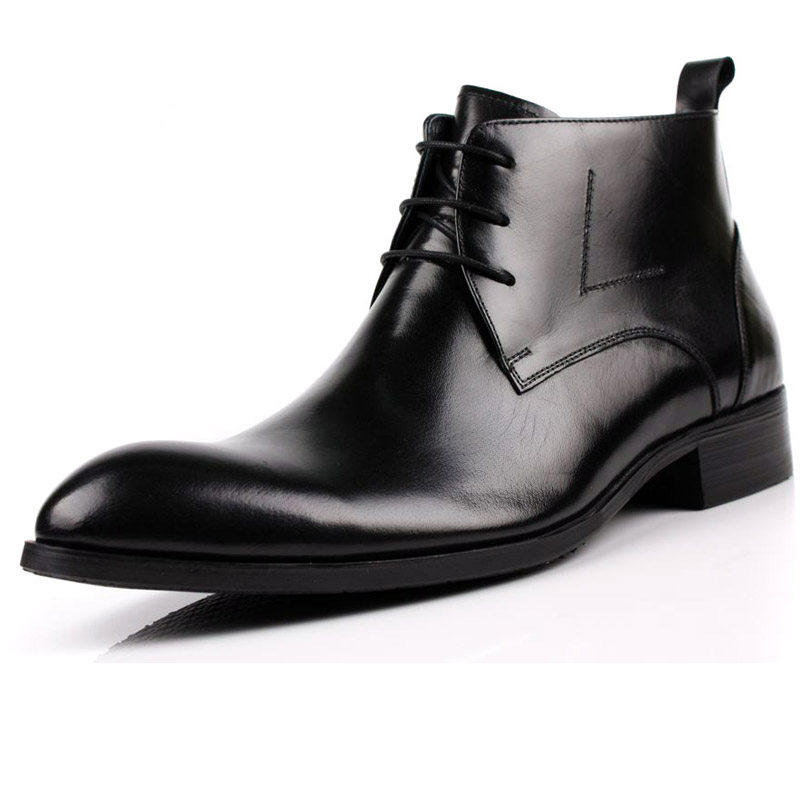秋冬高档男士高帮皮鞋男尖头系带真皮大码时尚潮鞋皮靴短靴工装靴,流行男鞋,时装靴,淘宝优惠券,粉丝福利购,淘宝优惠卷