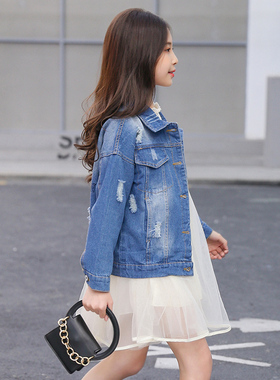 女童牛仔外套2025年新款女童洋气春装潮小学生时尚女孩上衣中大童