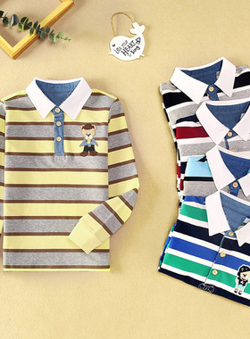 男童打底衫春秋款纯棉polo衫男童t恤长袖薄款儿童春装薄款中大童6