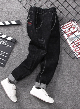 男童软牛仔裤13直筒15岁男孩裤子初中生10宽松12春秋14加肥小学生