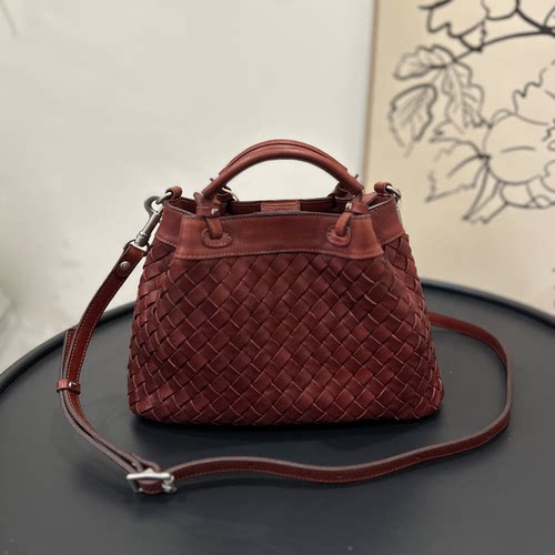 手工波玛吉编织菜篮子高油脂牛皮