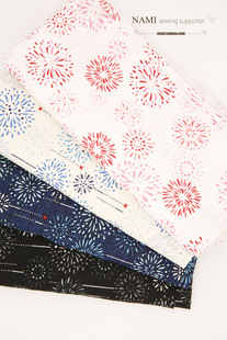 奈美家 日本进口布料形染竹节棉汉服和风印染手工DIY棉布烟花烂漫