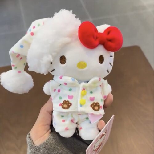 正版HelloKitty可爱睡衣kt猫玩偶毛绒公仔包包挂件少女美拉德风
