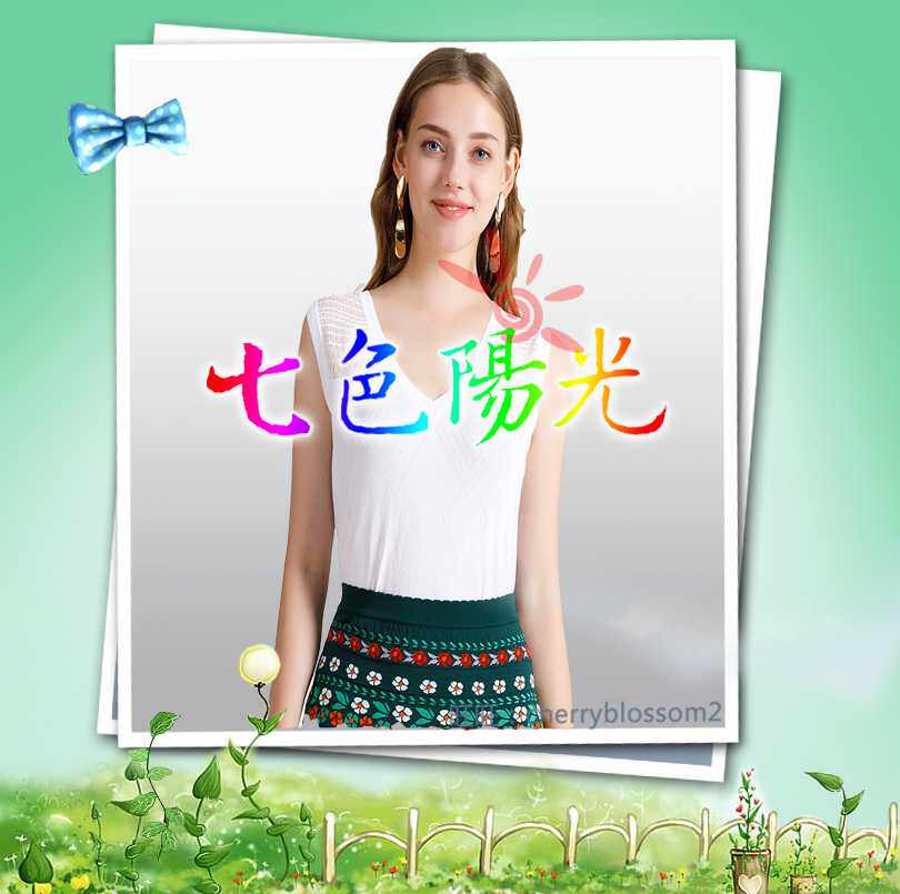清仓特价  邓皓夏季时尚纯色百搭V领背心DJX0001 原 399 白色M码