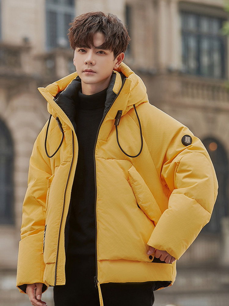 冲锋衣羽绒服男士短款冬季潮品牌青少年加厚连帽工装外套2025新款
