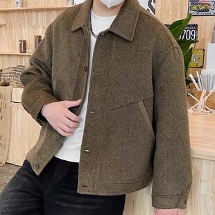 2025新款秋冬毛呢短款大衣男高级感双面呢子夹克外套男士保暖上衣