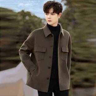 男士羊毛呢子夹克2025冬季高级感加厚羊绒大衣短款双面呢外套风衣
