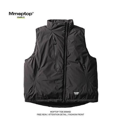 日系cityboy立领工装羽绒马甲男款冬季90白鸭绒保暖背心情侣外套