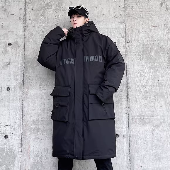 2025冬季大码男装中长款羽绒服男加厚保暖防寒服商场高级连帽外套