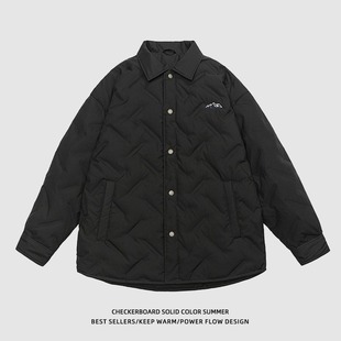 有术90白鸭刺绣格子羽绒服男冬季新款轻薄舒适宽松保暖大码外套