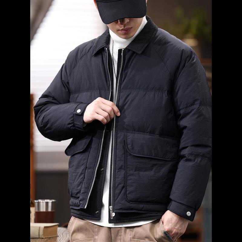 假两件衬衫领羽绒服男士宽松2025冬季新款防风抗寒保暖修身款外套