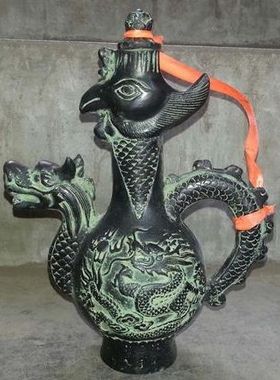 仿古青铜器酒壶龙凤呈祥清仓摆件