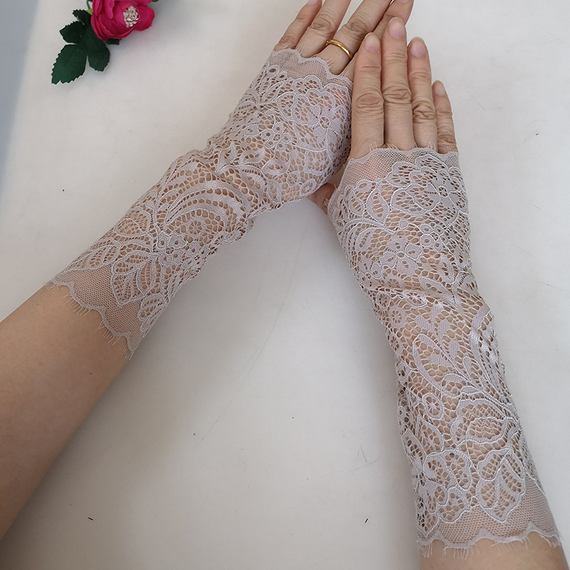 SPRING AND AUTUMN THIN STRETCH SCAR COVERING LACE WRIST BRACE BLACK COMPLEXION BREATHABLE WRIST CUFF BRACELET FAKE SLEEVE CUFFS