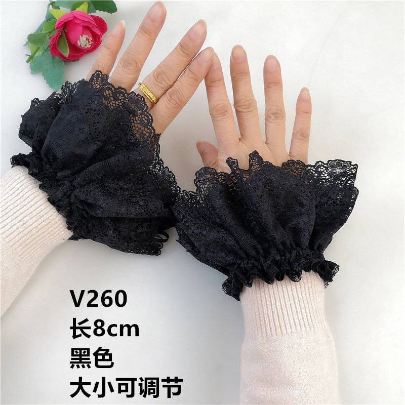 KOREAN VERSION OF PRINCESS FAN DARK BLUE RED LACE CUFFS FAKE SLEEVES GIRLS SWEATER SLEEVES SCAR COVER TATTOO SET BRACELET