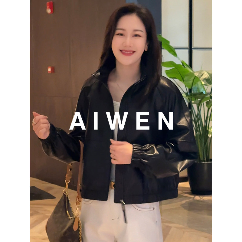 【AIWEN/艾芠】春款绵羊皮皮衣