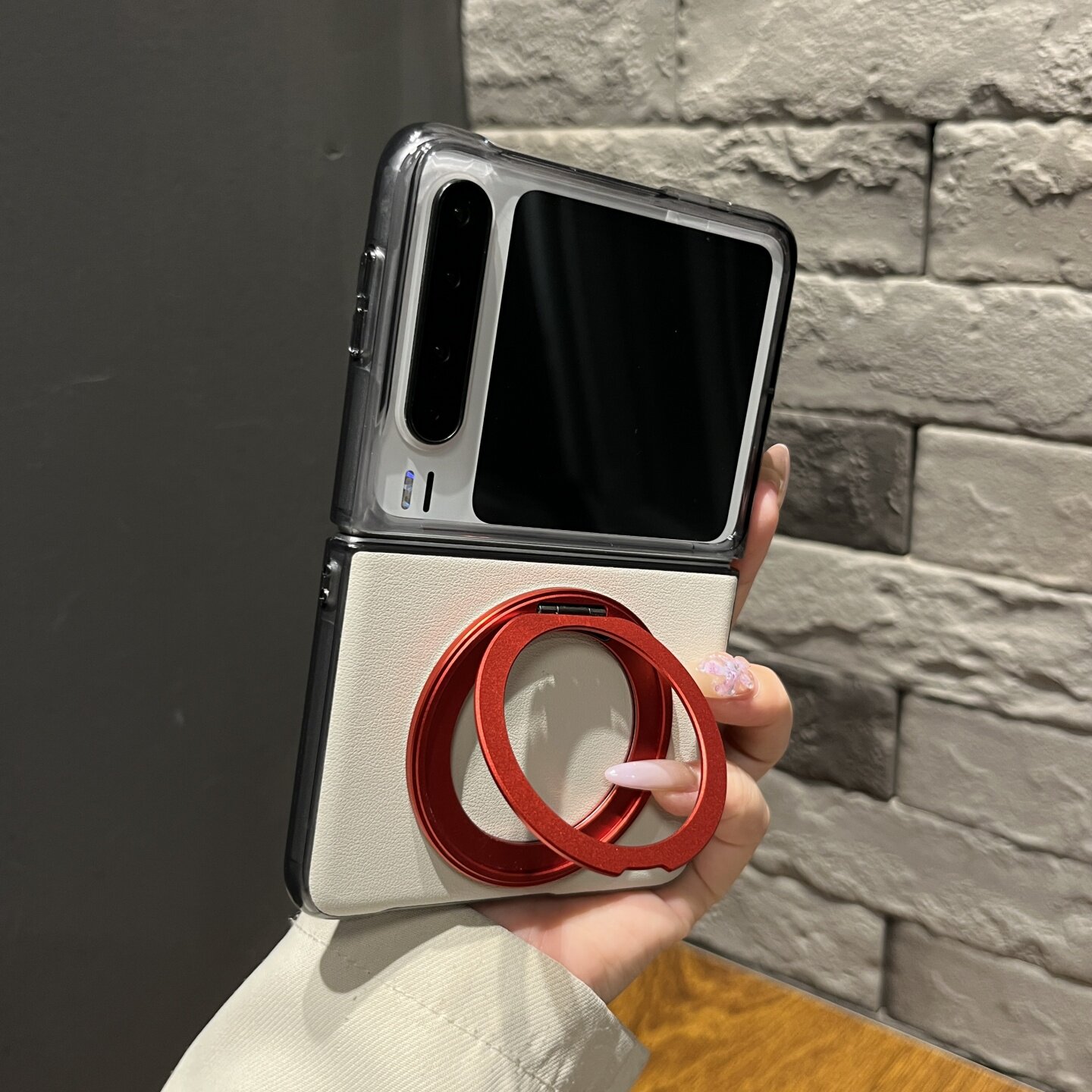 【带支架】简约透黑边白色素皮适用华为puraX手机壳宝盒折叠屏purax典藏版翻盖防摔高级感复古两件套新款女款