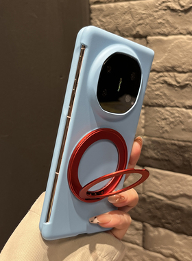 【带支架】纯色肤感婴儿蓝色旋转支架适用华为matex7手机壳X6/X5防摔mateXT折叠两件套findN5女magicV5小清新