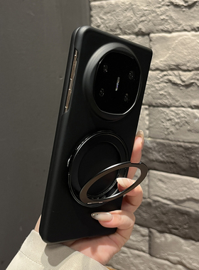 【带支架】超薄折叠两件套黑色旋转支架适用华为mateX7手机壳X6/X5商务风翻盖防摔magicV5小众FindN5女款时尚