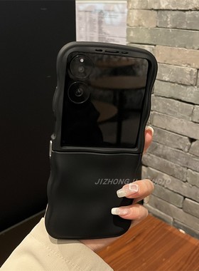 【高级感】波浪陨石纹硅胶黑色适用华为pocket2手机壳p50可折叠zflip6/5/4荣耀Vflip女款N2flip日韩Xflip个性
