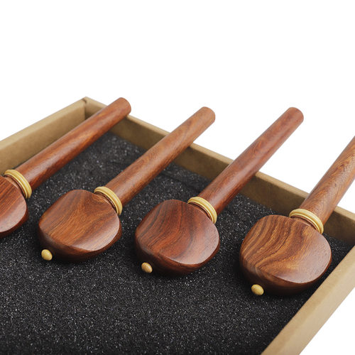 大提琴弦轴4个装红木镶黄杨木