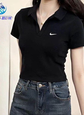 耐克Nike 女子夏季翻领透气套头运动休闲短袖T恤DV7885-376-010