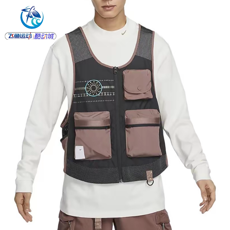 耐克Nike 男子暗烟灰拼色户外休闲运动胸前口袋马甲HF0816-070