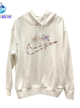 耐克Nike 可爱星星印花女子法式毛圈宽松休闲连帽套头卫衣IO7919