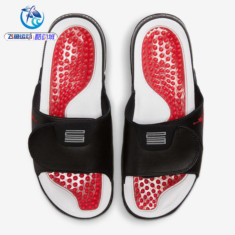 耐克Nike JORDAN Hydro11 男子黑红夏季一字拖休闲拖鞋FN2452-006